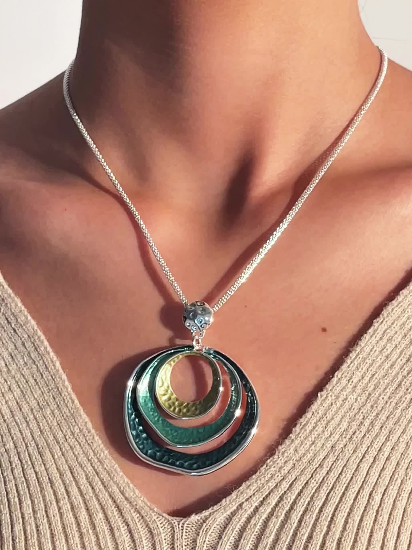 Zinc Alloy Simple Circular Geometric Pendant Necklace